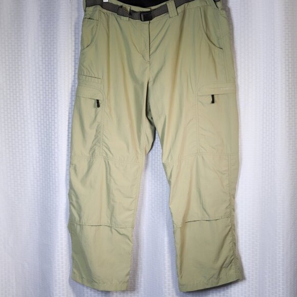 ExOfficio Size 14 green cargo multi-pocket belted travel/hiking pants - Picture 2 of 14